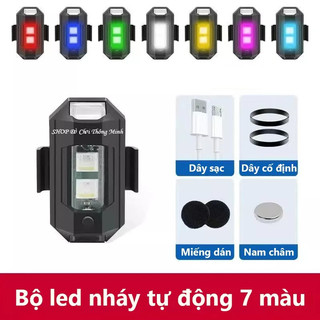 Đèn LED cảnh báo Tự Động cho xe máy,xe đạp ánh sáng nhấp nháy báo tín hiệu khẩn cấp, nháy 7 màu