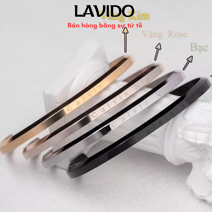 Vòng tay titan CK lắc tay cuff kiểu chữ C thời trang teen nam nữ đeo đều đẹp LAVIDO
