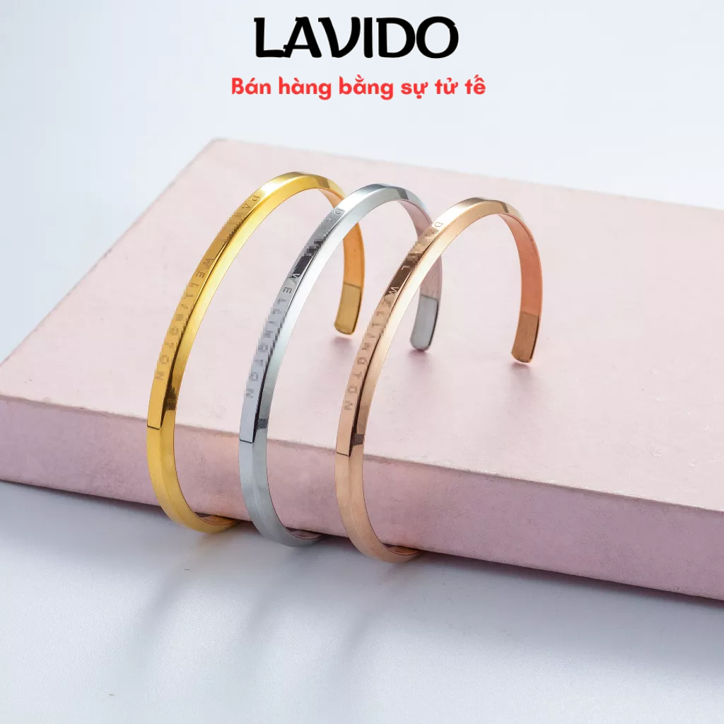 Vòng Tay titan lắc tay Đôi Cuff in chữ D Unisex Bản Đẹp Không Gỉ Twenty Jewelry Nam Nữ Tình Yêu