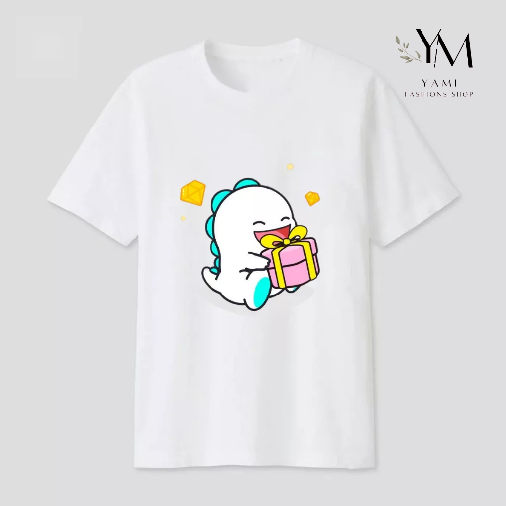 Áo Thun Trắng Vải Cotton Cao Cấp Cho Nam Nữ, Áo Thể Thao In Hình Bigo Live Dễ Thương Mã BG1