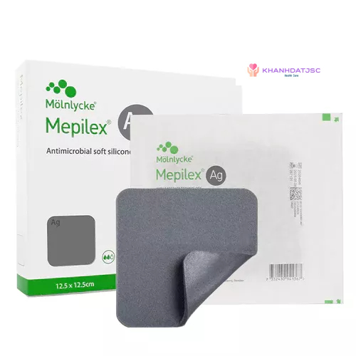 Băng vết thương kháng khuẩn dạng Foam MEPILEX AG 10x10cm, hãng Molnlycke – Thụy Điển (1 gói/1 miếng)