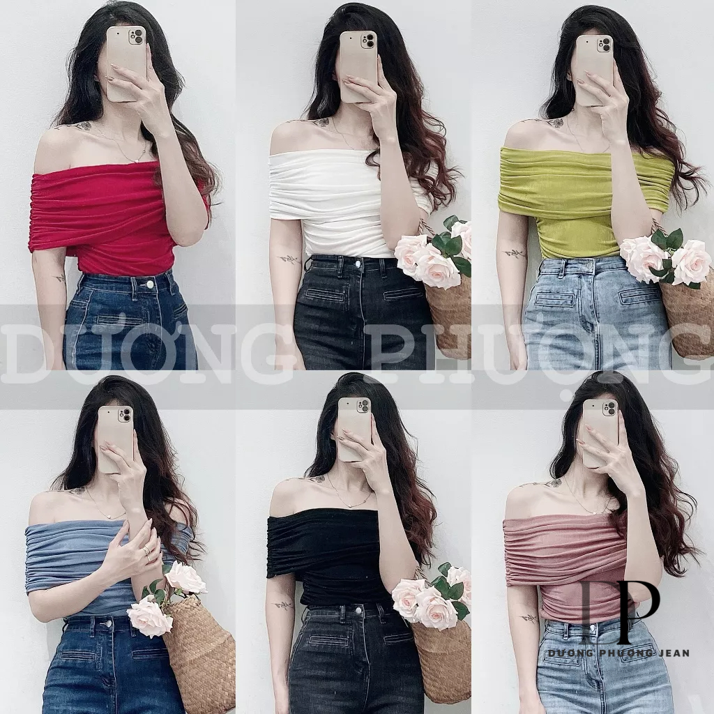 Áo ống nữ trễ vai gợi cảm, áo thun nhũ co giãn dáng ôm body - AO019
