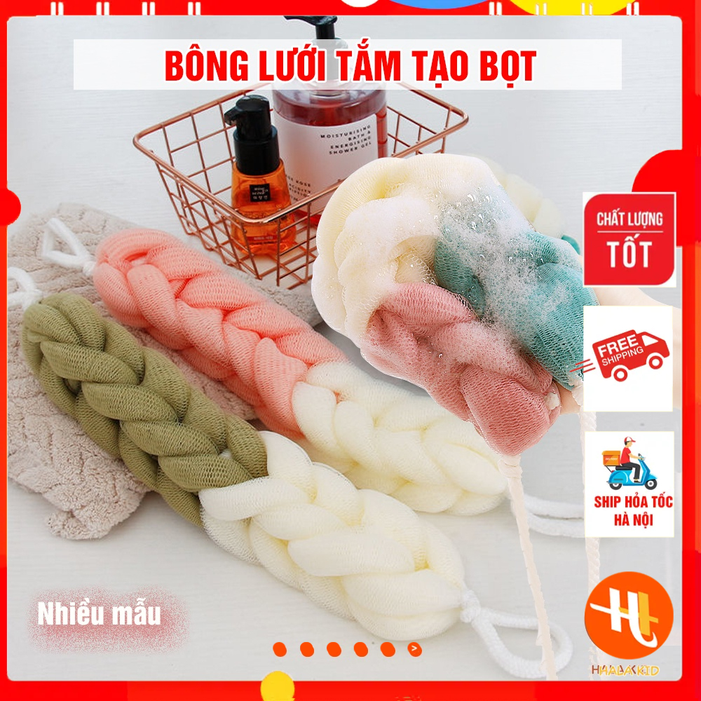BÔNG LƯỚI tắm tạo bọt mềm tiện lợi cho gia đình có dây 2 đầu  (loại dài)