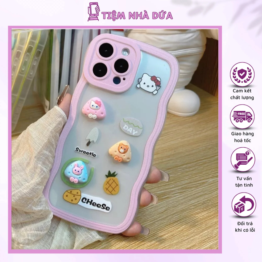 Ốp Điện Thoại lPhone Viền Mây Gắn Sticker Cute - Ốp Lưng Chống Sốc Chống Trầy Bảo Vệ Điện Thoại Thời Trang