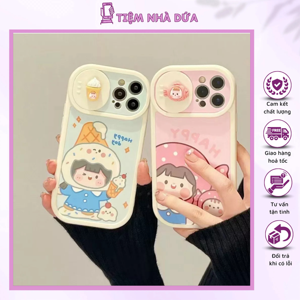 Ốp Lưng Điện Thoại lP Nắp Cam Trượt Che Cam - Ốp Silicon Dẻo Cute Dễ Thương Chống Sốc Chống Trầy Bảo Vệ Điện Thoại