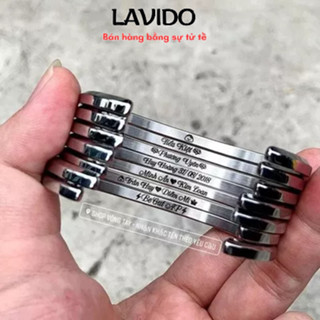 Khắc tên theo yêu cầu Vòng tay titan lắc tay cuff kiểu chữ C thời trang teen nam nữ đeo đều đẹp LAVIDO