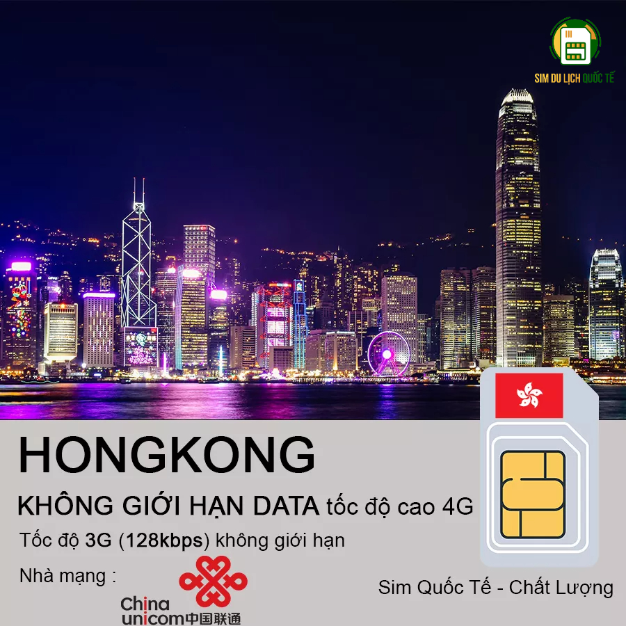 [HCM] SIM DATA DU LỊCH 4G HONGKONG TỐC ĐỘ CAO - KHÔNG GIỚI HẠN.