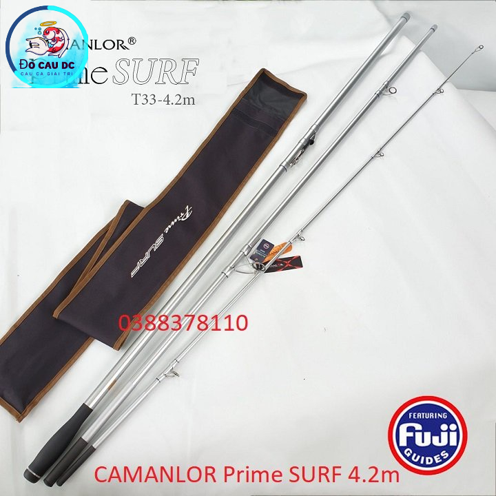 Cần 3 Khúc, Cần Câu Cá Xa Bờ CAMANLOR Prime SURF 4.2m Khoen Pat FUJI Tải Cá Lớn Cần Câu Lục, Câu Sông Hồ Đập