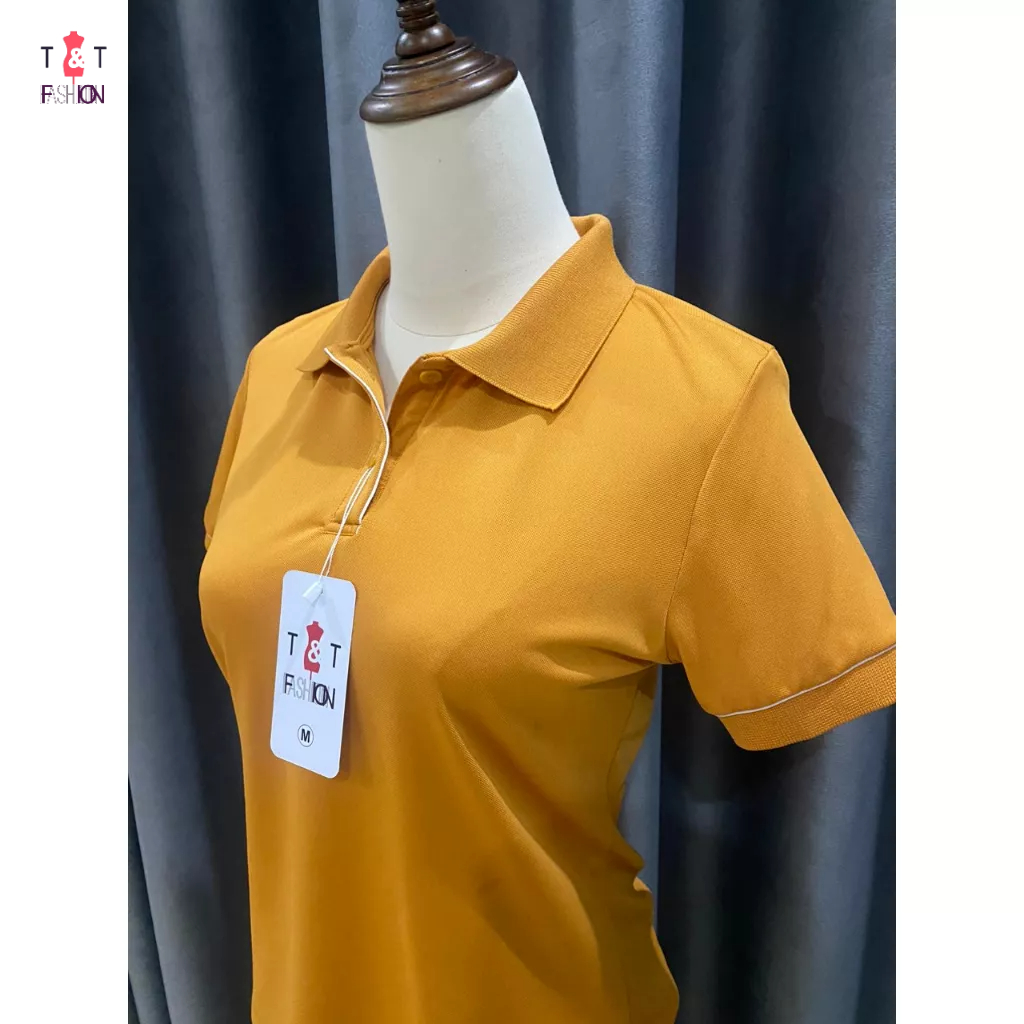 Áo Polo nữ, Áo Thun trơn có cổ vải Cotton phối Viền dáng chuẩn màu xu hướng thời trang T&T