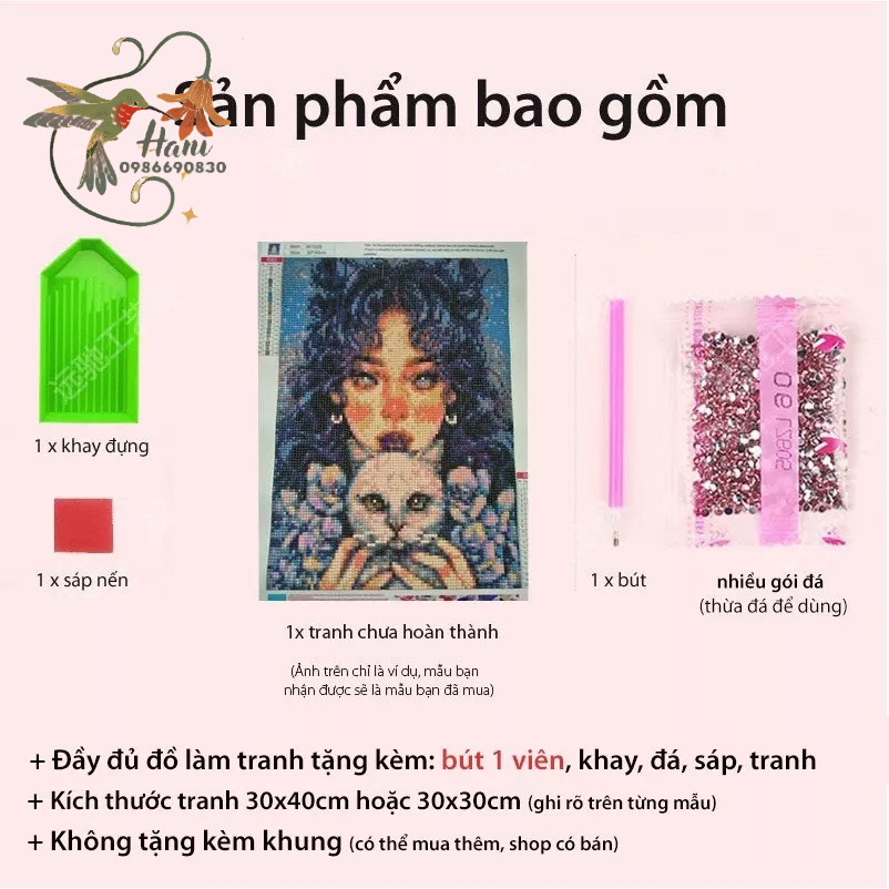 Tranh Đính Đá Hoa, Gắn Đá 5D Kích Thước 30x40 Tự Hoàn Thành DIY