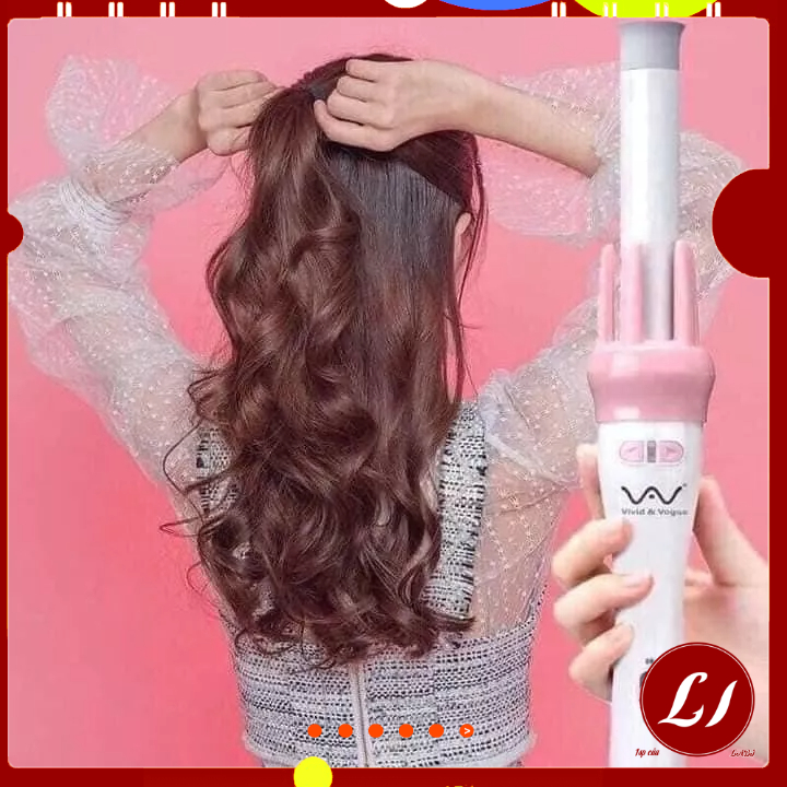 MÁY UỐN TÓC LÀM XOẮN HỒNG kèm 3phụ kiẹn pdễ dàng, tiện lợi -ladobi -TN