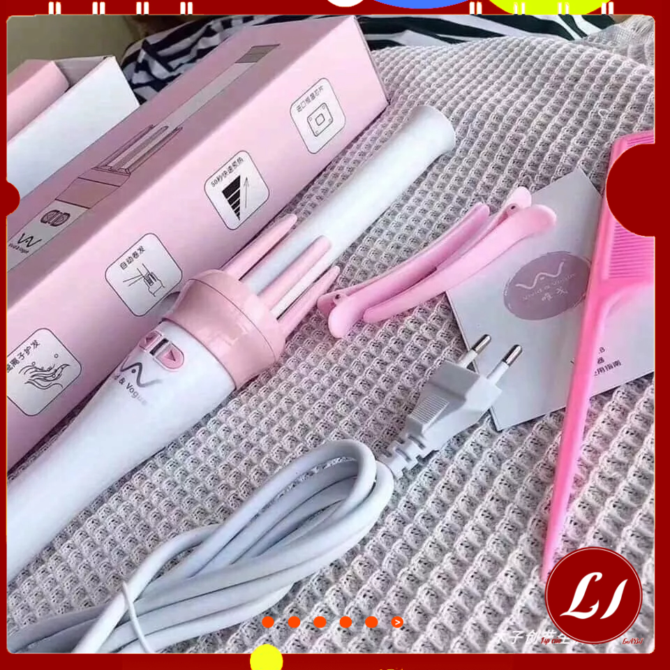 MÁY UỐN TÓC LÀM XOẮN HỒNG kèm 3phụ kiẹn pdễ dàng, tiện lợi -ladobi -TN