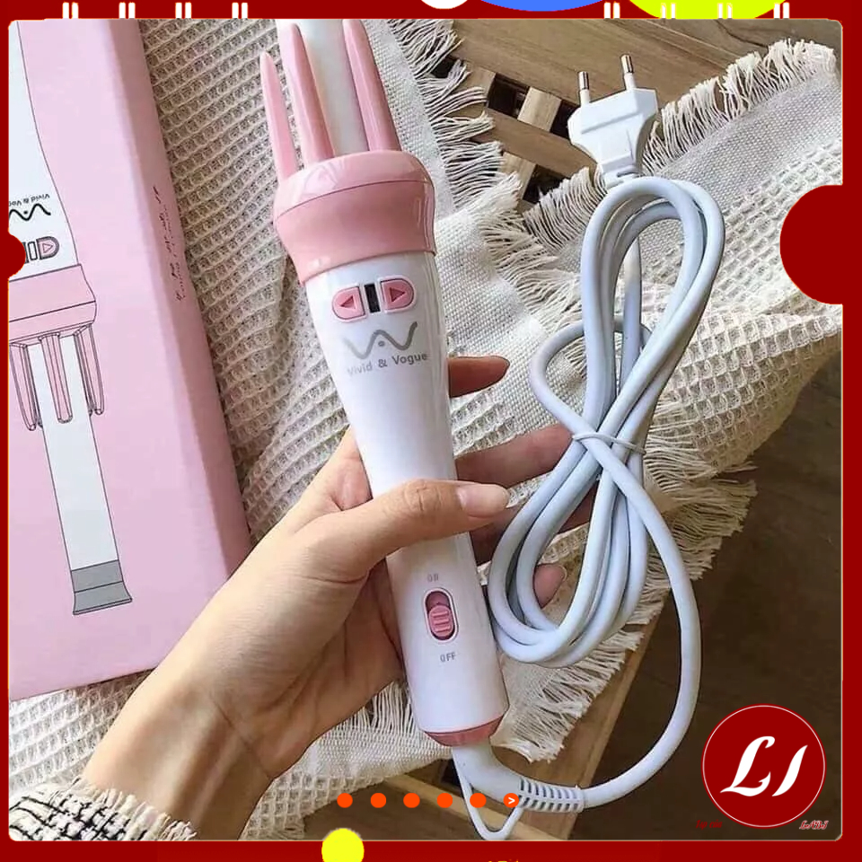 MÁY UỐN TÓC LÀM XOẮN HỒNG kèm 3phụ kiẹn pdễ dàng, tiện lợi -ladobi -TN