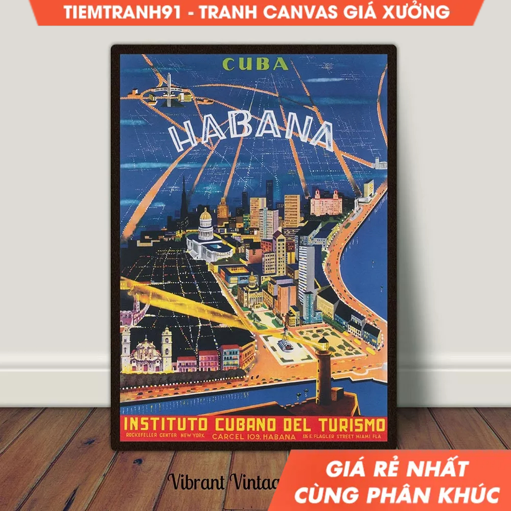 Tranh treo tường, Havana Cuba Print, Cuba Travel Poster, Retro Wall Decor, Vintage Travel Print, tặn