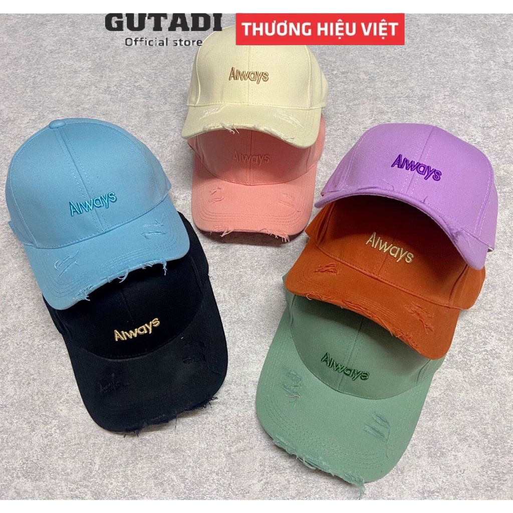 Mũ lưỡi trai Nón kết thêu chữ Always kiểu rách tua chất kaki cao cấp form unisex