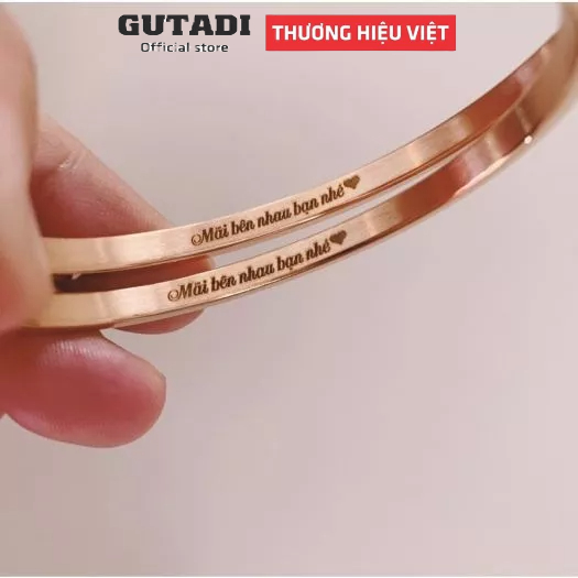 Khắc tên Vòng tay titan DVV nam nữ lắc tayCuff bằng thép titan không gỉ thiết kế đơn giản thanh lịch