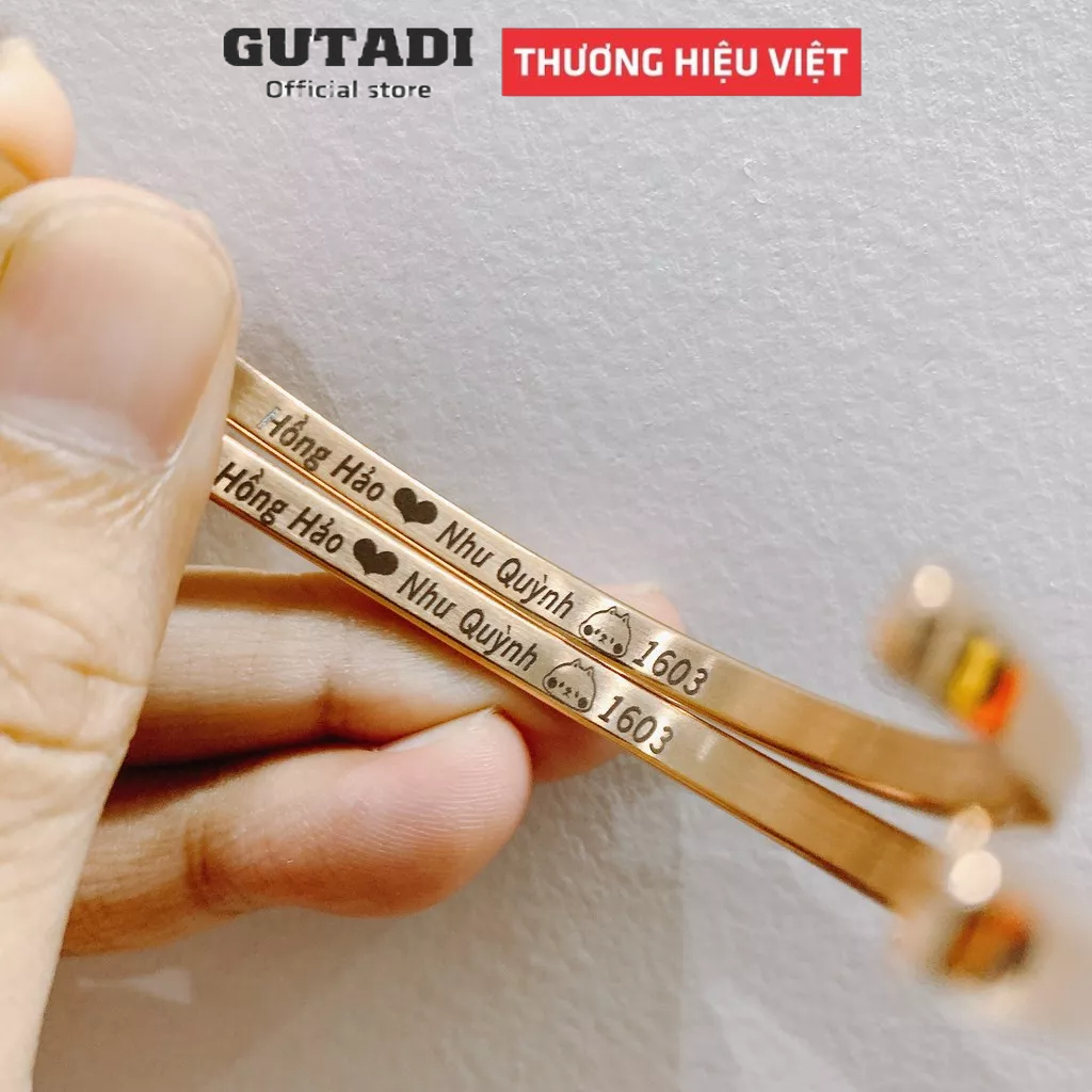 Khắc tên Vòng tay titan DVV nam nữ lắc tayCuff bằng thép titan không gỉ thiết kế đơn giản thanh lịch