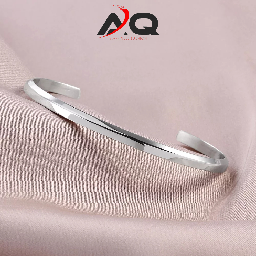 Khắc tên Vòng tay titan Dvv cặp đôi nam nữ lắc tay Vòng Cuff bằng thép titan không gỉ thiết kế đơn giản thanh lịch