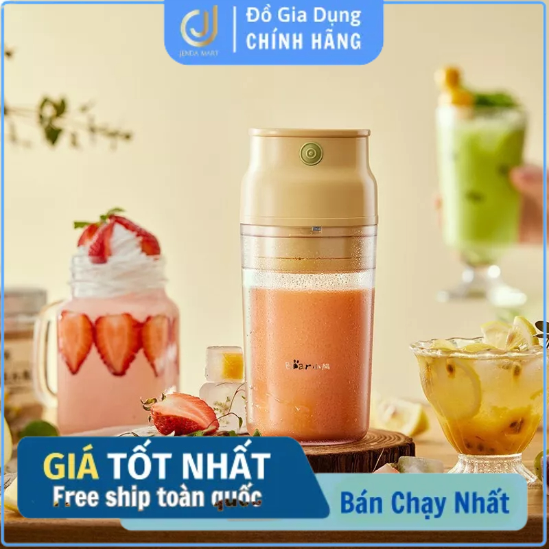 Máy Xay Sinh Tố Cầm Tay Mini Tích Điện Bear Công Suất-50W Sạc Pin Dung Tích 300ML