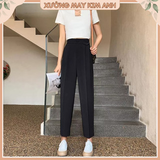 Quần tây baggy nữ lưng thun sau đính túi kiểu siêu cute