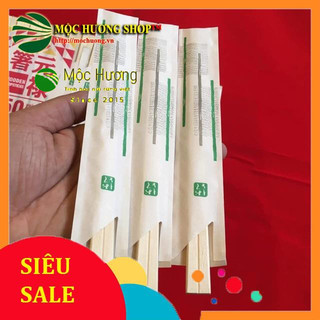 Siêu Rẻ - Bộ 100 Đôi đũa gỗ dùng 1 lần xuất khẩu Nhật Bản bao giấy