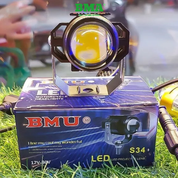 ( MUA ĐÈN TẶNG CÔNG TẮC ) Đèn trợ sáng bi cầu mini s34, 3 chế độ lắp xe máy và ô tô