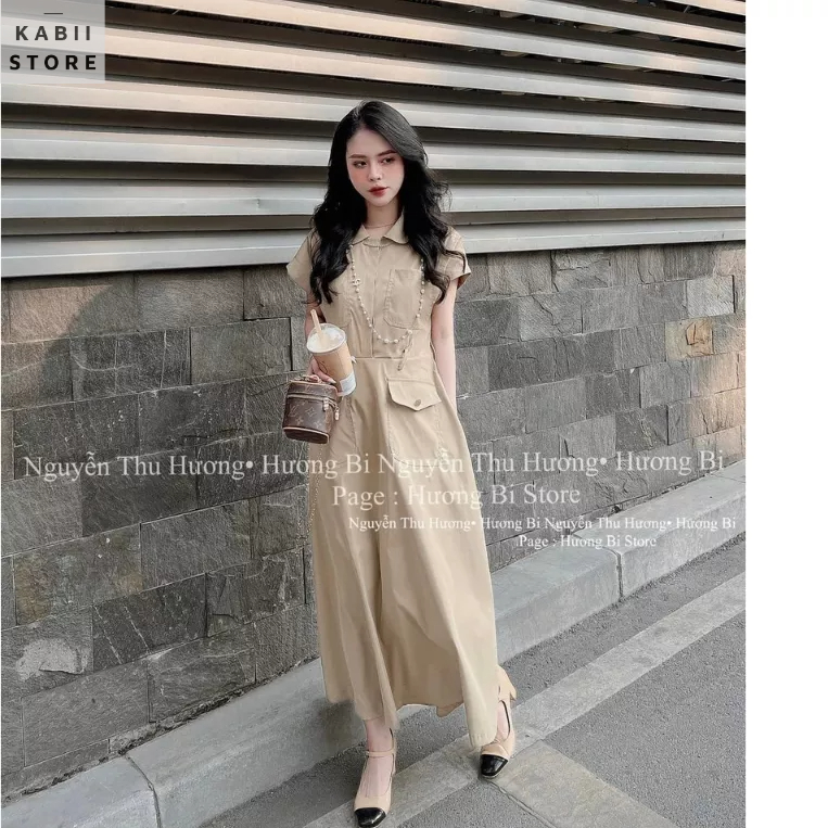 Váy túi hộp dáng dài đai eo KABII, thiết kế dáng váy xoè nhẹ, chất hai da xịn xò