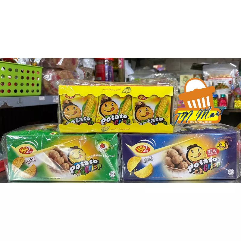 Bánh quy khoai tây Win2 vị ngô,vị rau,vị hải sản hộp 600g