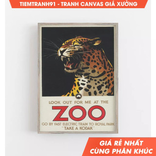 Tranh treo tường, Leopard Wall Art, Vintage Wall Art, Zoo Print, Australia Zoo, Wild Cat Print, tặng kèm đinh treo.