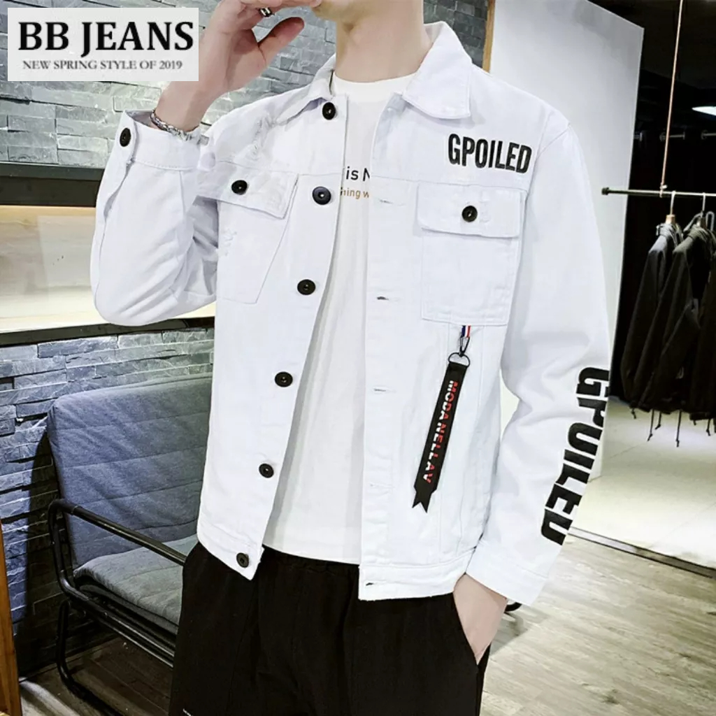 Áo khoác kaki nam màu trắng form rộng - trắng in GP - trắng Basic showbiz size 40-72kg BB Jeans