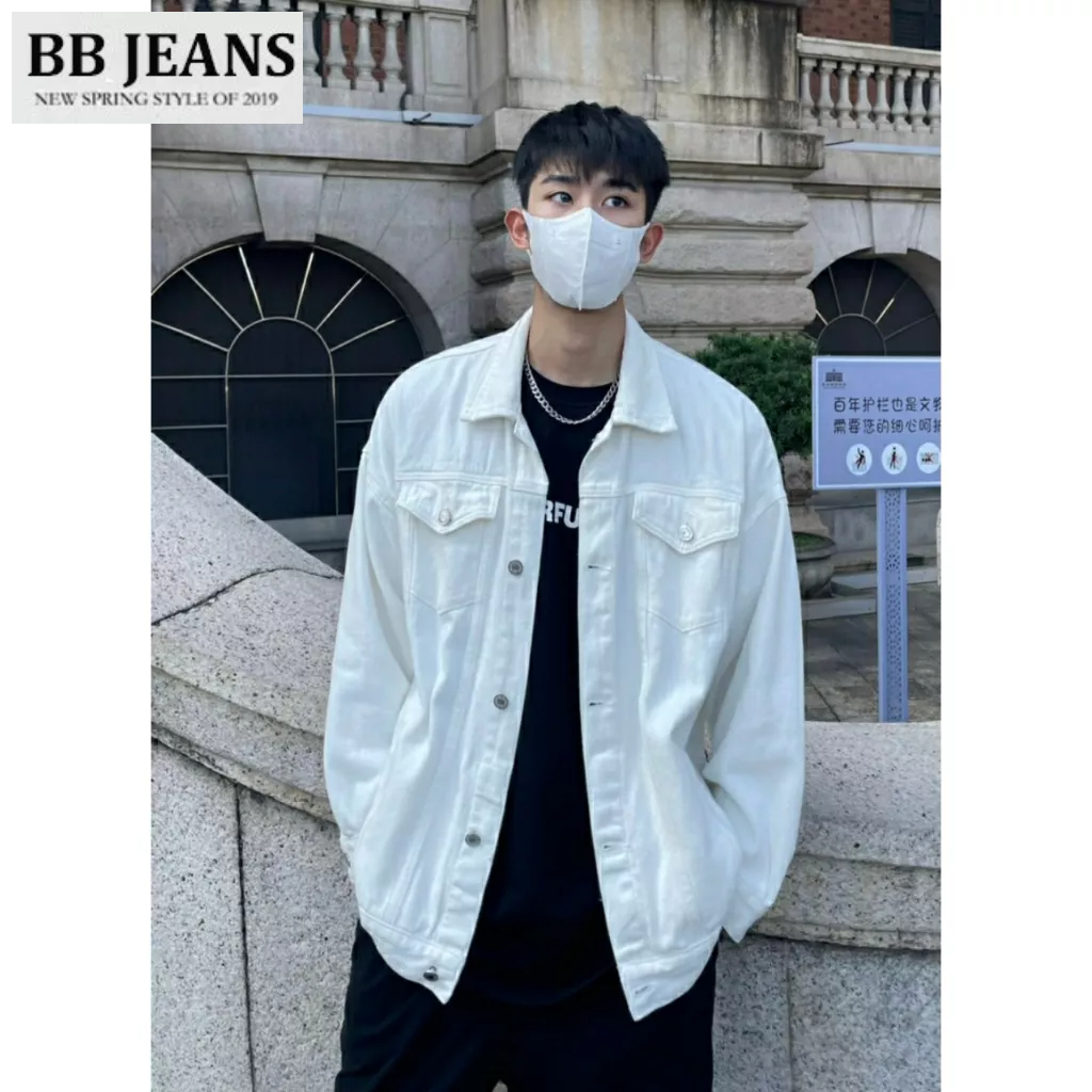 Áo khoác kaki nam màu trắng form rộng - trắng in GP - trắng Basic showbiz size 40-72kg BB Jeans