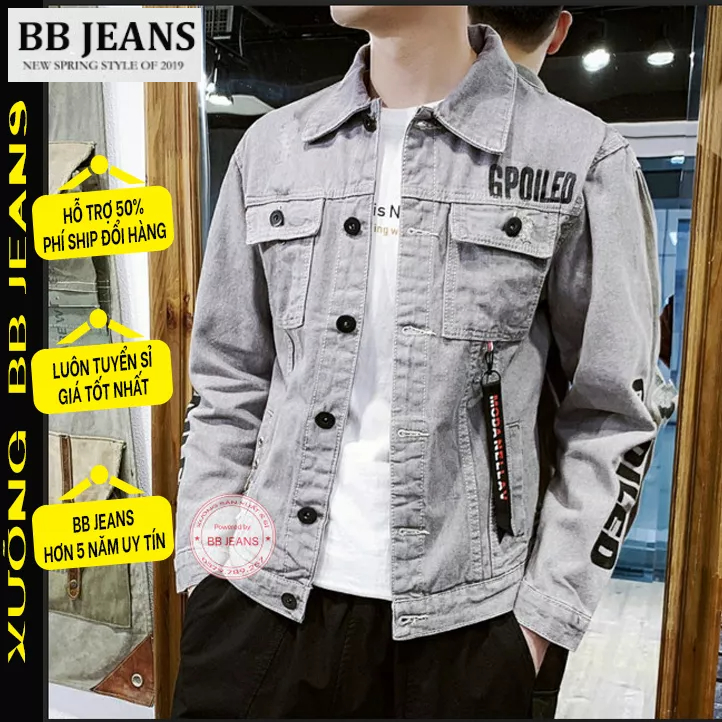 Áo khoác kaki nam màu xám in GP - kaki đen trắng đỏ và trắng Showbiz form rộng cực đẹp size 40-72kg BB Jeans