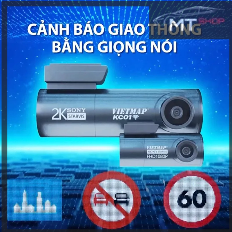 Sale Lớn - Camera Hành Trình VIETMAP KC01 PRO-Ver 2.0-Cảnh Báo Giao Thông Bằng Giọng Nói - Ghi Hình Trước Sau