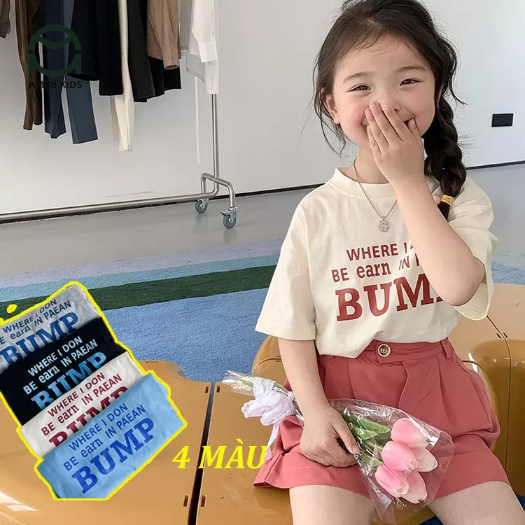Áo phông ngắn tay hãng AMBBKIDS cho bé gái/ trai từ 2-8 tuổi vải cotton giấy mềm, thấm hút mồ hôi, thân thiện với bé