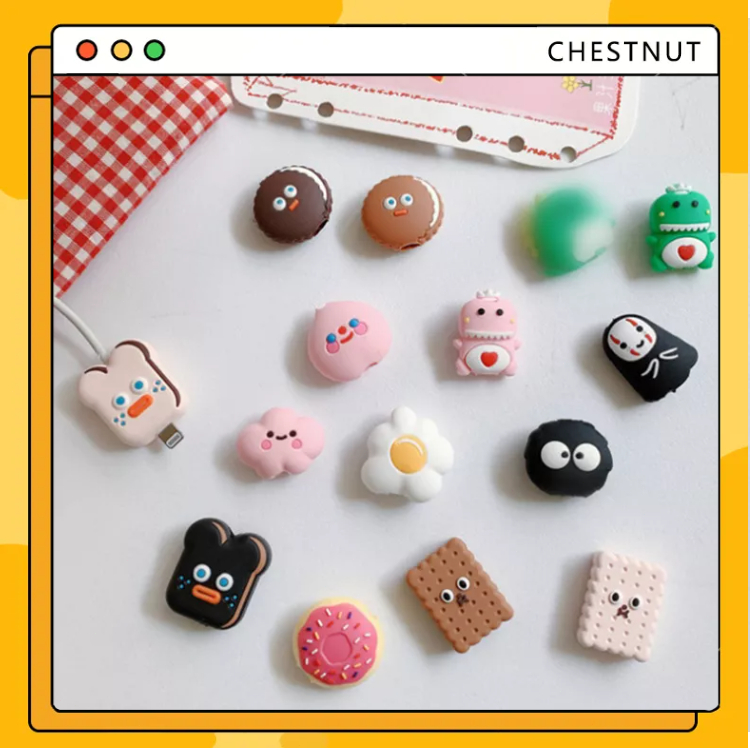 Phụ kiện thú silicon bọc bảo vệ đầu dây cáp sạc USB cute siêu dễ thương kế nhân vật hoạt hình