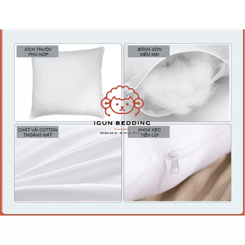 [ LIFEMC66A1 giảm 8% tối đa 30k cho đơn từ 99k ] Ruột gối vuông IGUN BEDDING có hai kích thước 45x45 và 50x50cm