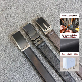 Dây nịt thắt lưng nam 2 lớp khóa gài tự động new cao cấp inam
