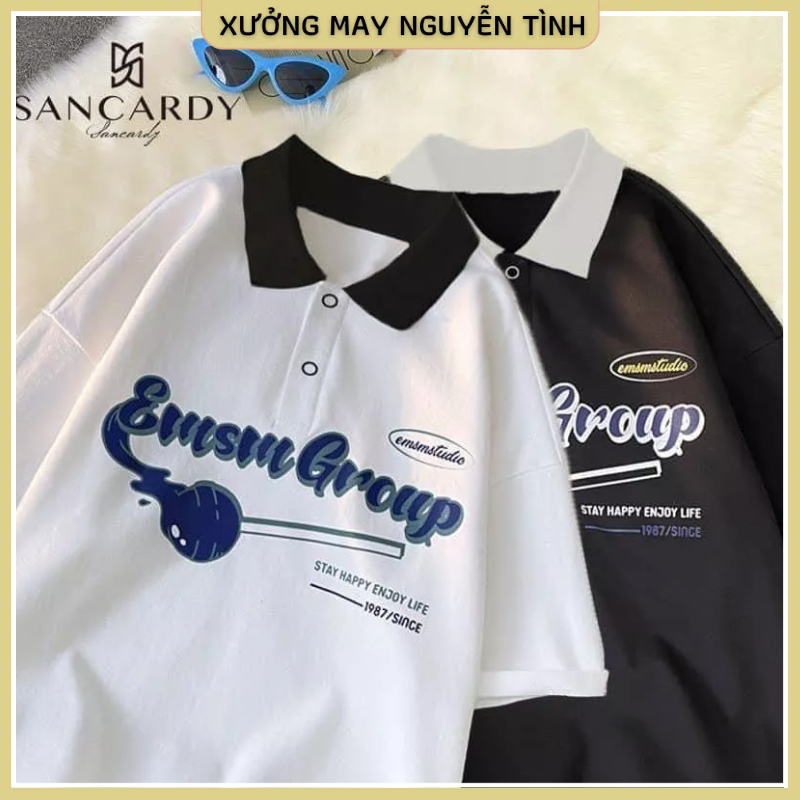 Áo Polo Nam Nữ Group Form Rộng Chất Cotton Mềm Mát, Áo Thun Kiểu Dáng Unisex Phong Cách Hàn Quốc Trẻ Trung