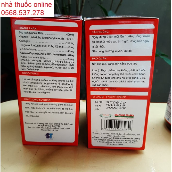 Estrokin Cân Bằng Nội Tiết Tố Nữ Làm Đẹp Da chống oxy hóa giảm nám da, sạm da, tàn nhang Lọ 30 VIÊN