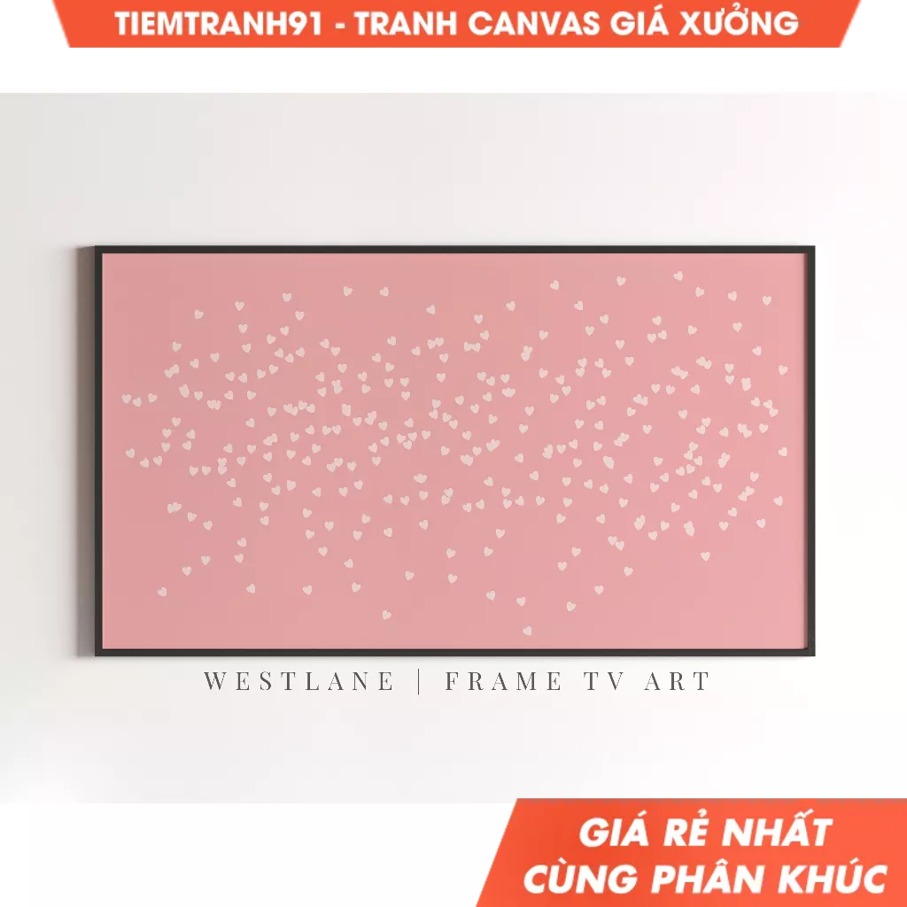 Tranh treo tường, Samsung Frame TV Art Hearts Valentine's Day Pink, tặng kèm đinh treo, nhận in theo yêu cầu. (270)