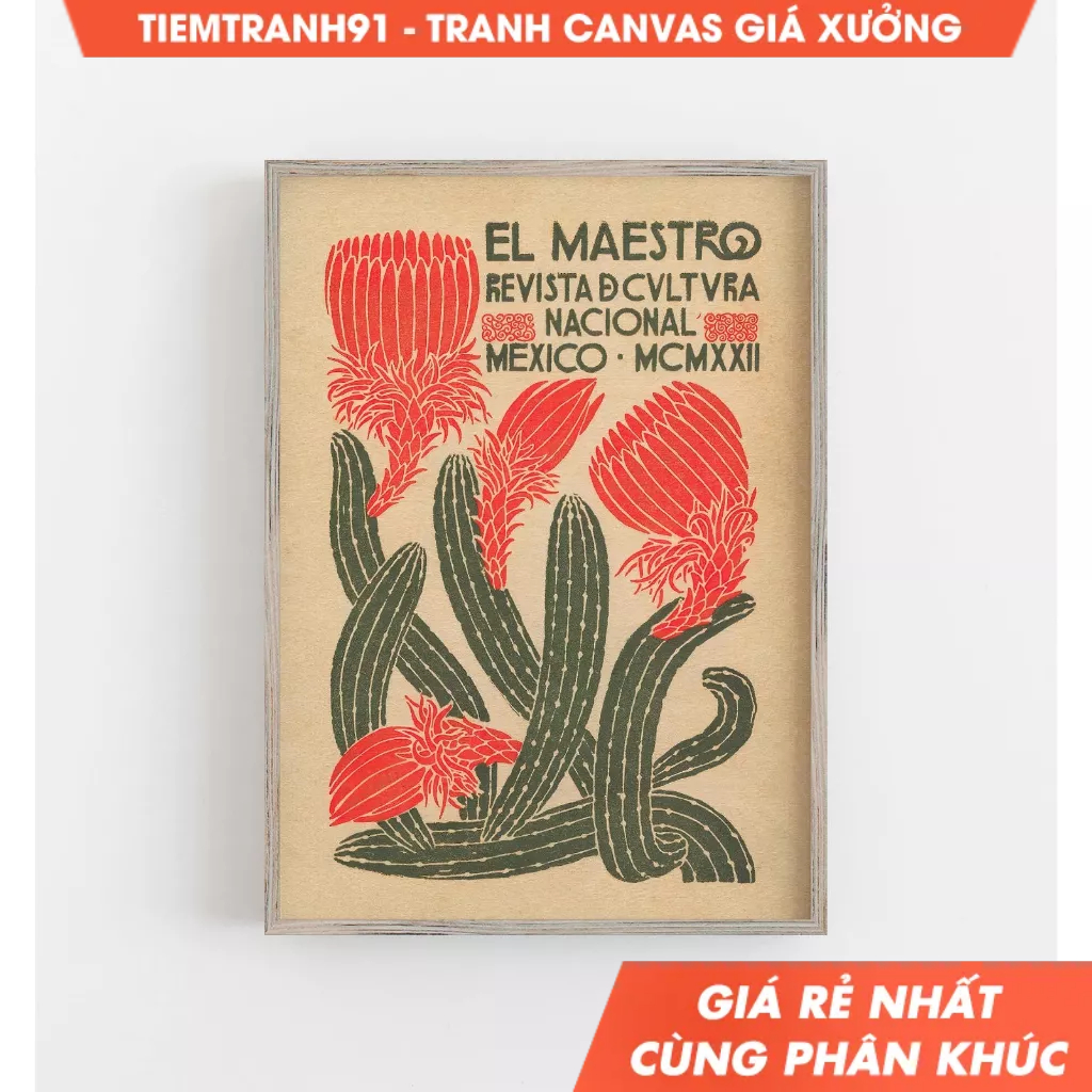 Tranh treo tường, Mexico Wall Art, Cactus Wall Art, Vintage Wall Art, Boho Wall Decor, Cactus Print,