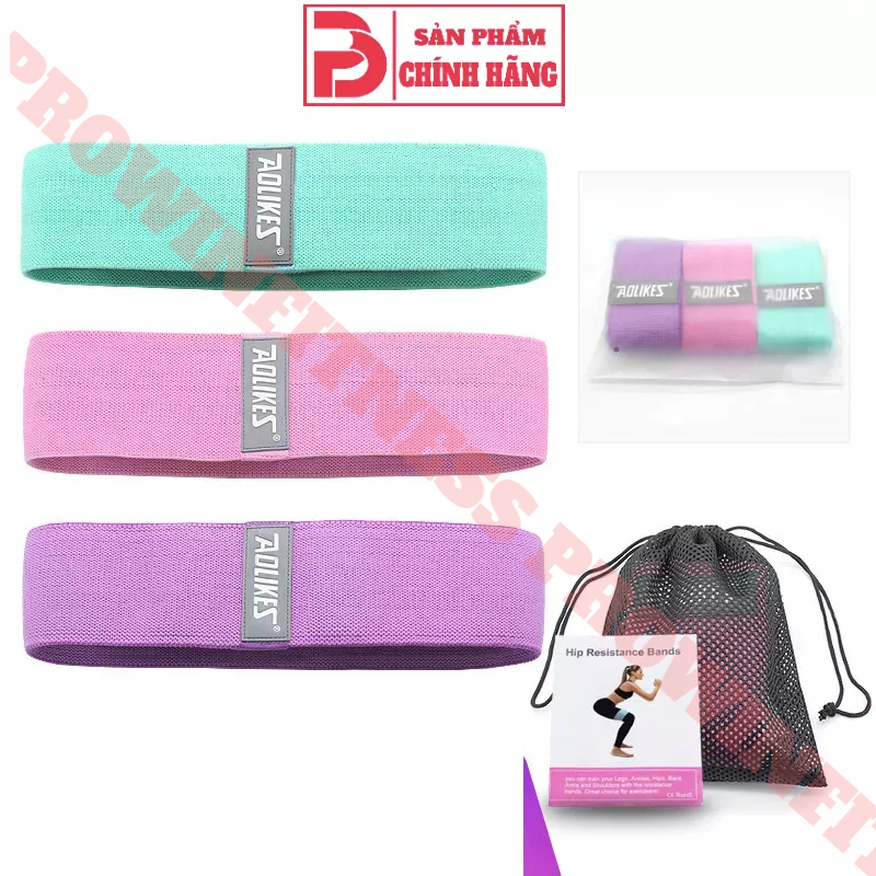 Dây miniband vải Aolikes kháng lực tập gym chân mông tay đùi cao su