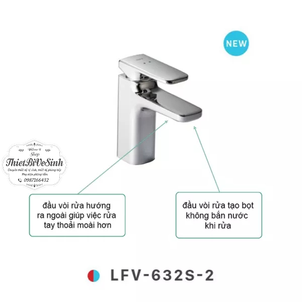 Vòi lavabo nóng lạnh INAX LFV-632S, Vòi chậu rửa tay 2 đường nước, Cam kết chính hãng