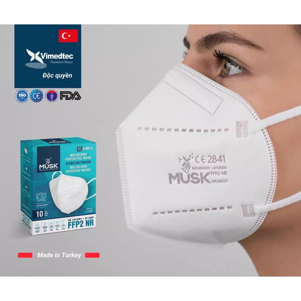 Hộp khẩu trang MUSK 5 Lớp N95/FFP2 Nhậu Khẩu Châu Âu - Vimedtec 001