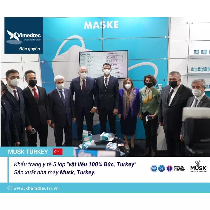 Hộp khẩu trang MUSK 5 Lớp N95/FFP2 Nhậu Khẩu Châu Âu - Vimedtec 001