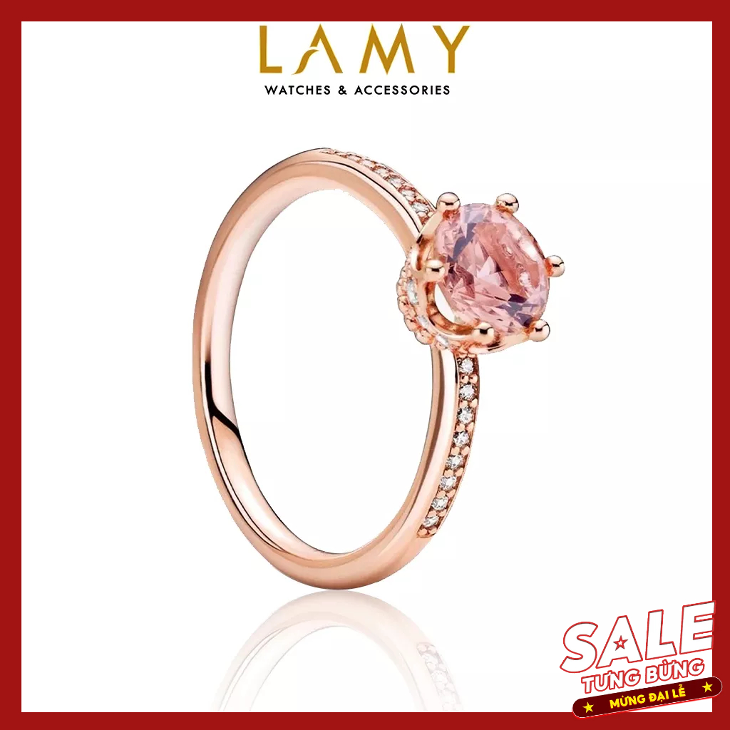 Nhẫn Bạc Nữ CDE Sparkling Crown Rose Gold Ring CDE8052RG