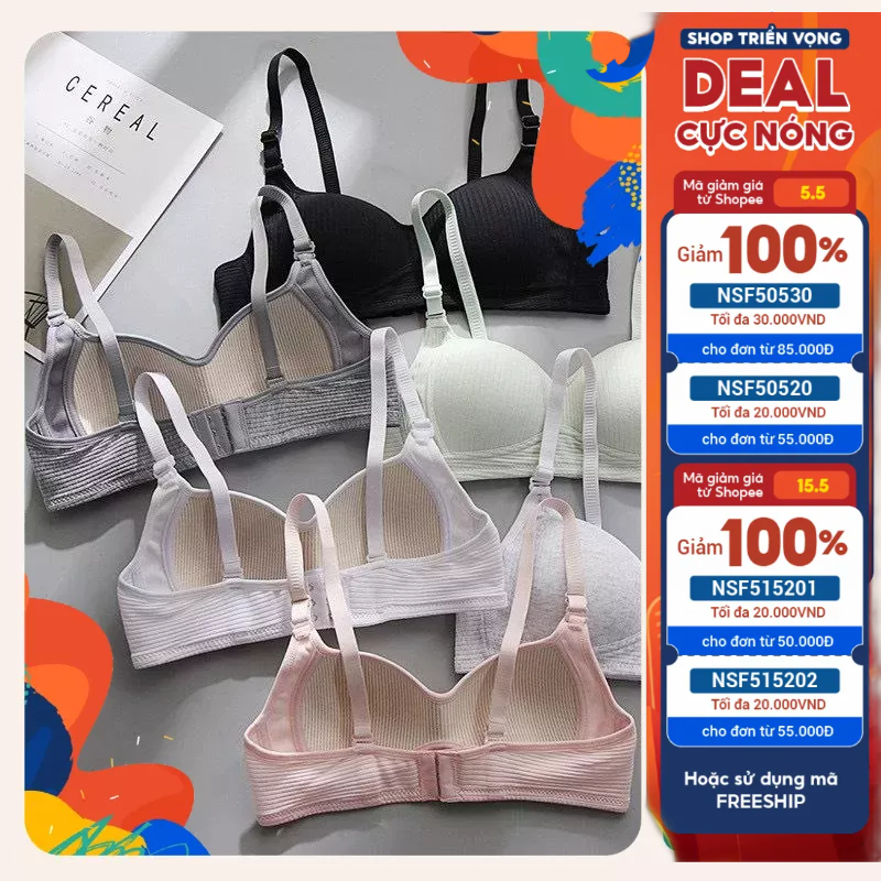 Áo Lót Nữ Cotton Cao Cấp Không Gọng Mỏng Nâng Ngực Dành Cho Nữ Sinh HS01