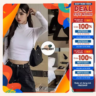 Áo thun tay dài croptop cổ lọ