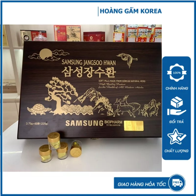 An Cung Ngưu Hoàng Hoàn Trầm Hương Samsung Jangsoo Hwan Hàn Quốc, Hộp Gỗ 60v, Giúp Bổ Não, Ngừa Tai Biến - hoanggamkorea