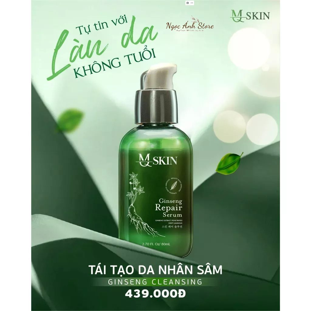 Combo Serum Thay Da Nhân Sâm và Bột Rửa Mặt Tái Tạo Da Nhân Sâm Mq Skin Chính Hãng